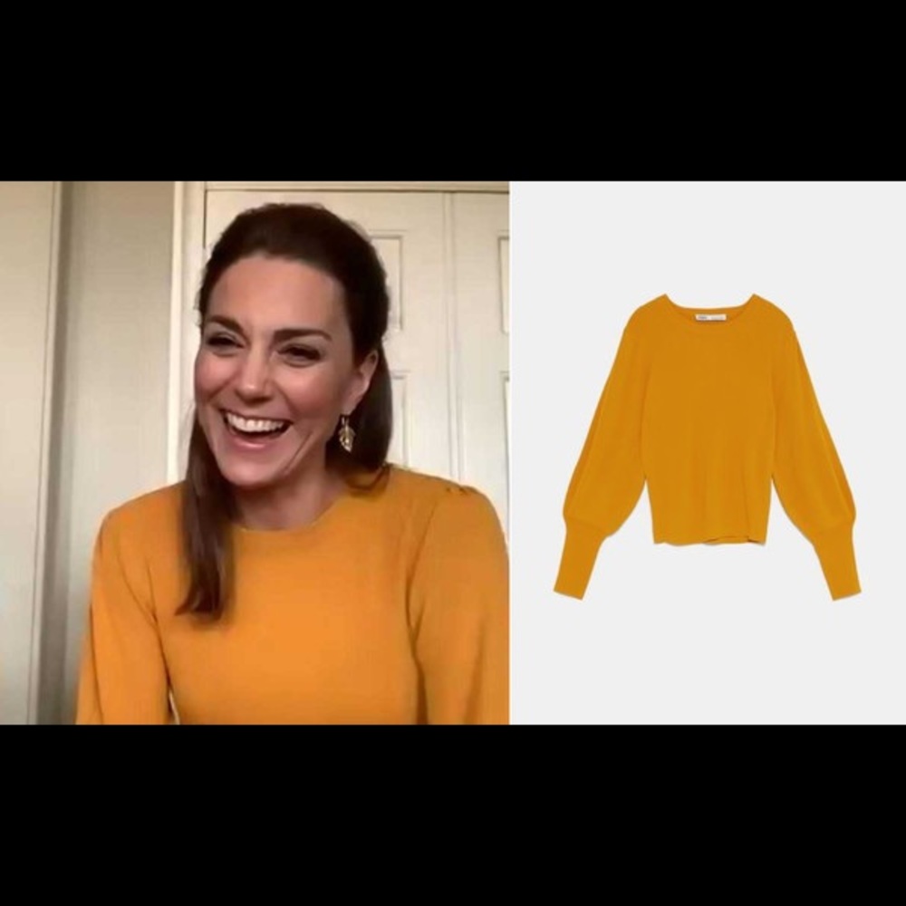 Zara Mustard Yellow Sweater ASO Kate Middleton